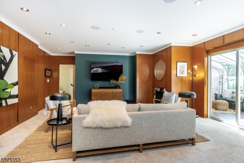Interior, Living room, Recessed Lighting, Wooden Walls