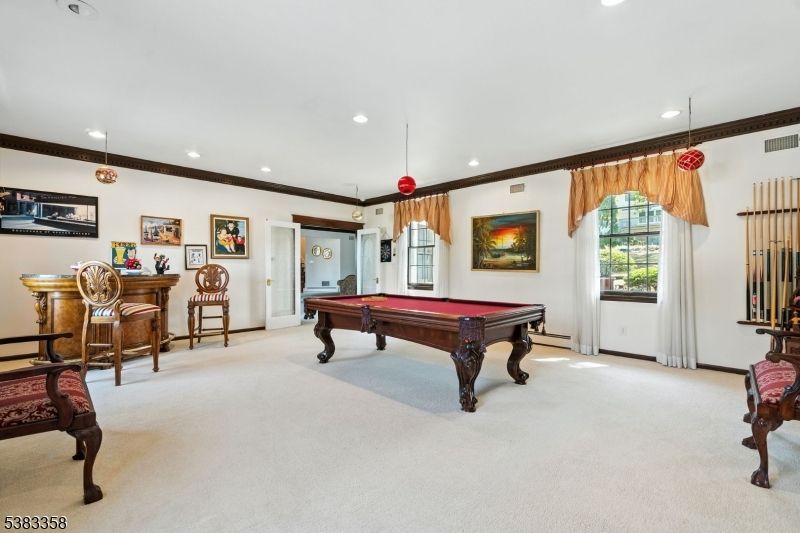 Billiard Table, Game Room, Interior, Pendant Lights, Recessed Lighting