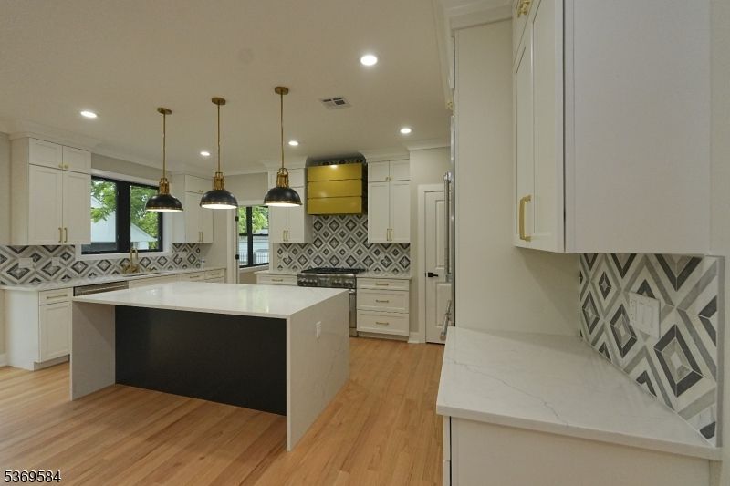 Interior, Kitchen, Pendant Lights, Recessed Lighting, Wood Texture Flooring