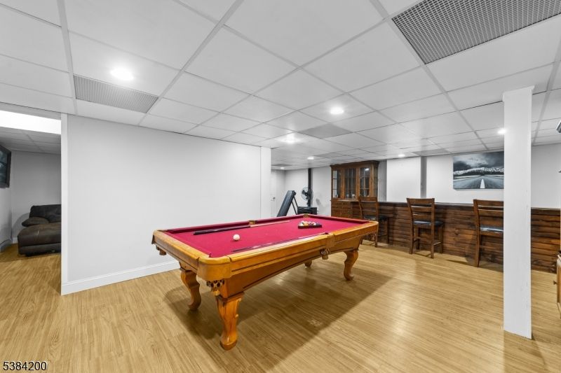 Billiard Table, Game Room, Interior, Recessed Lighting, Wood Texture Flooring