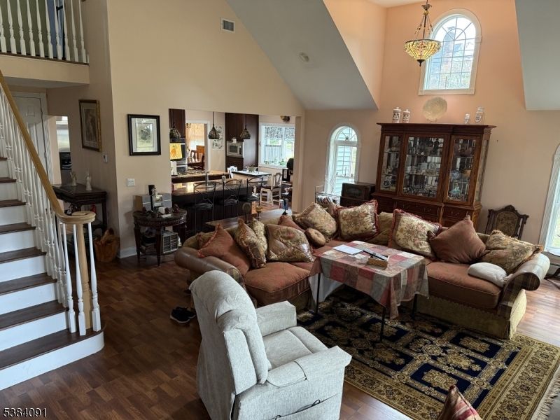 Interior, Kitchen, Living room, Pendant Lights, Wood Texture Flooring