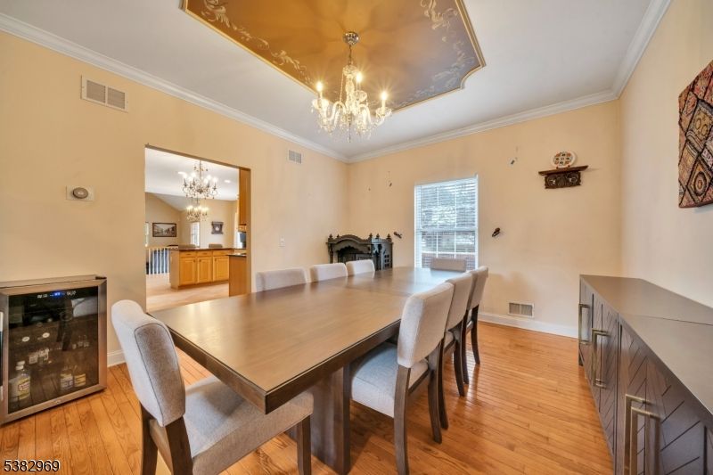 Chandelier, Dining room, Interior, Wood Texture Flooring