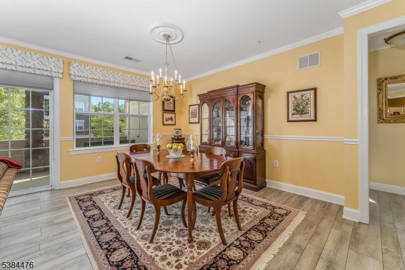 Chandelier, Dining room, Interior, Wood Texture Flooring