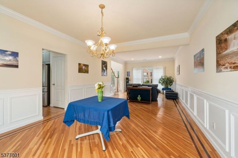 Chandelier, Interior, Recessed Lighting, Wood Texture Flooring