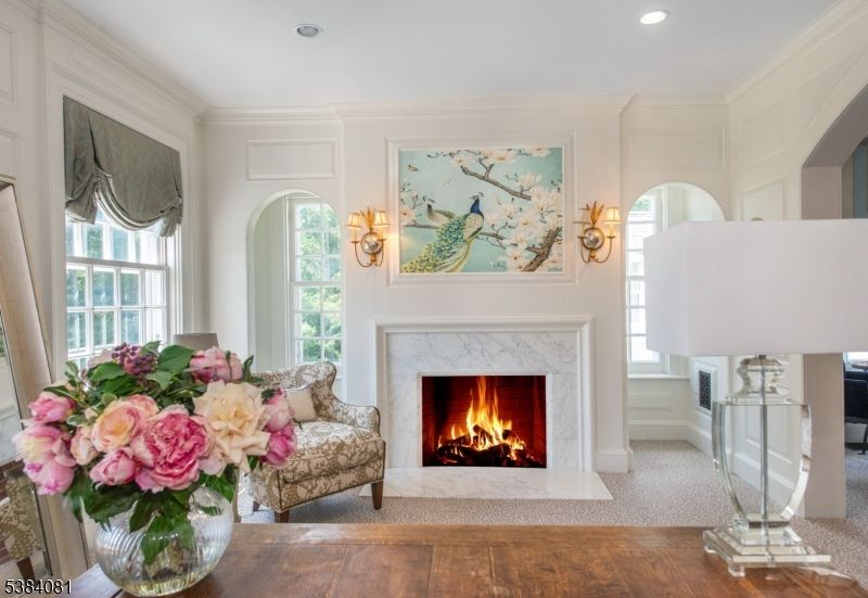 Fireplace, Interior, Recessed Lighting, Wood Texture Flooring