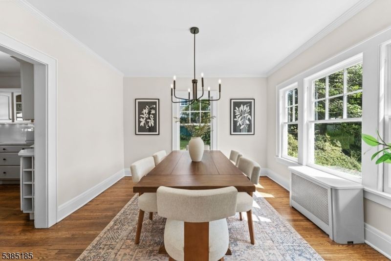 Chandelier, Dining room, Interior, Pendant Lights, Wood Texture Flooring