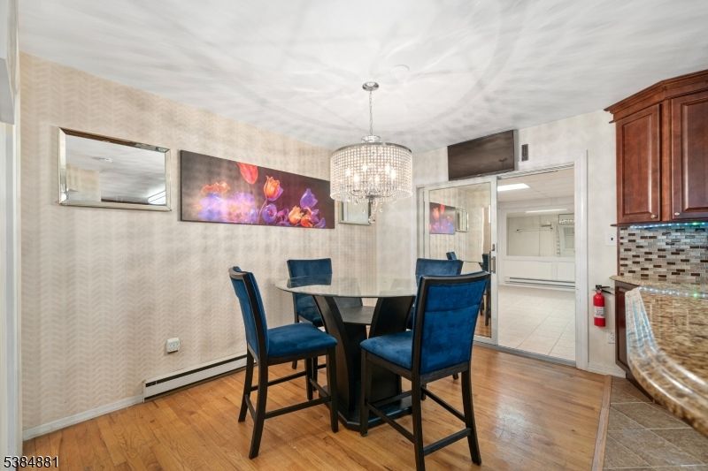 Chandelier, Dining room, Interior, Wood Texture Flooring