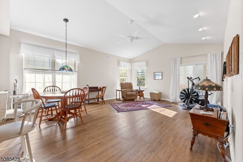 Dining room, Fitness Equipment, Interior, Recessed Lighting, Wood Texture Flooring