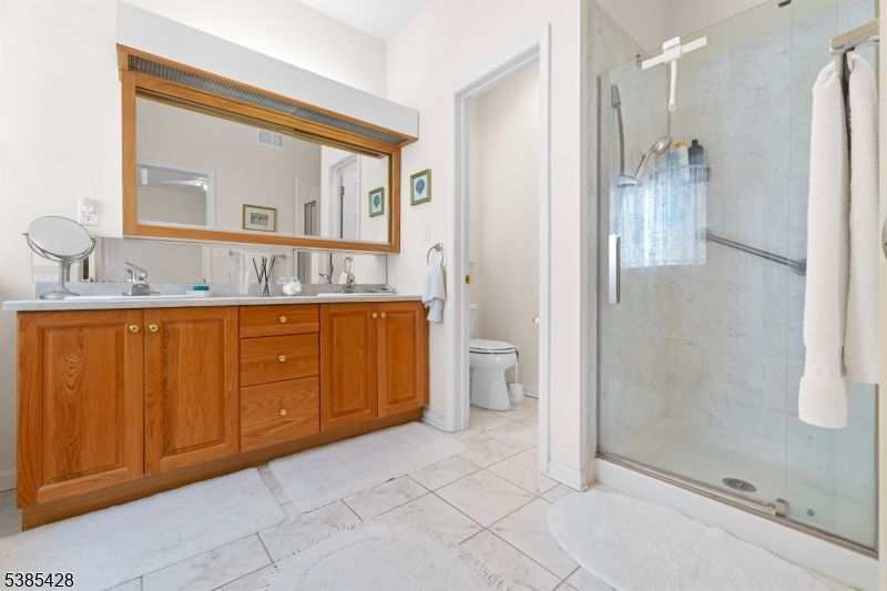 Bathroom, Dual Sink Vanities, Glass Shower, Interior, Marble