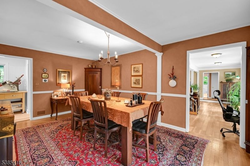 Chandelier, Dining room, Interior, Wood Texture Flooring