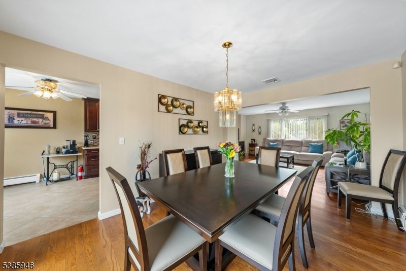 Chandelier, Dining room, Interior, Wood Texture Flooring