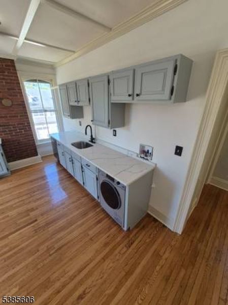 Interior, Kitchen, Stone Walls, Wood Texture Flooring