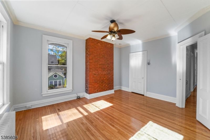 Empty room, Fireplace, Interior, Stone Walls, Wood Texture Flooring
