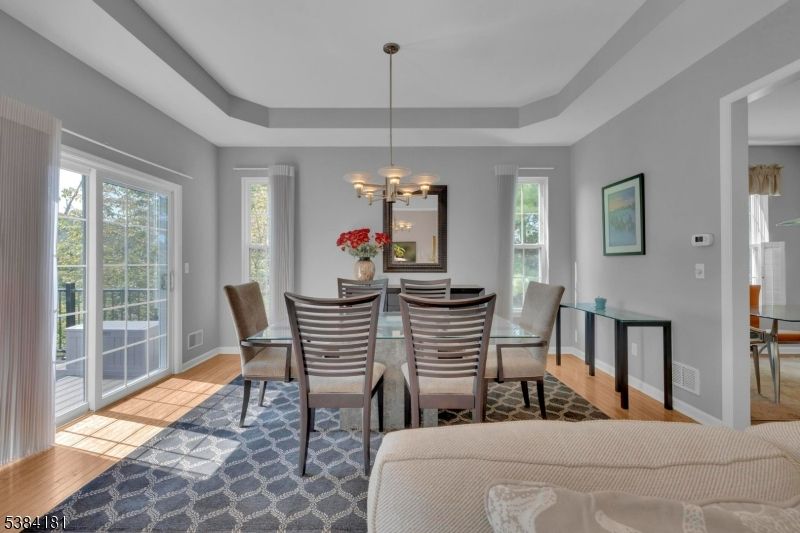 Chandelier, Dining room, Interior, Wood Texture Flooring