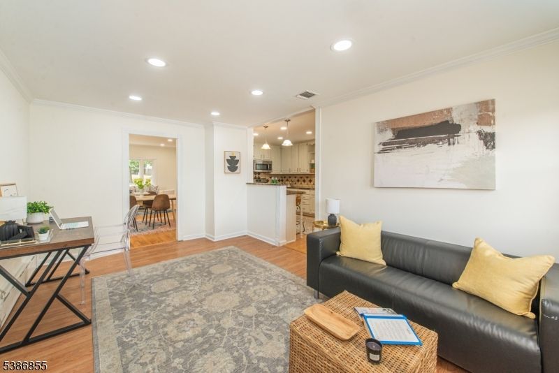 Dining room, Interior, Kitchen, Living room, Pendant Lights, Recessed Lighting, Wood Texture Flooring