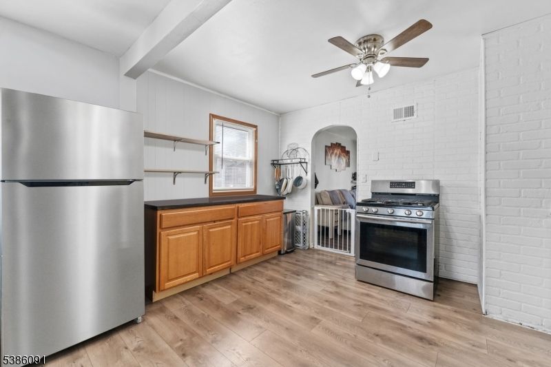 Interior, Kitchen, Stainless Steel Appliances, Wood Texture Flooring