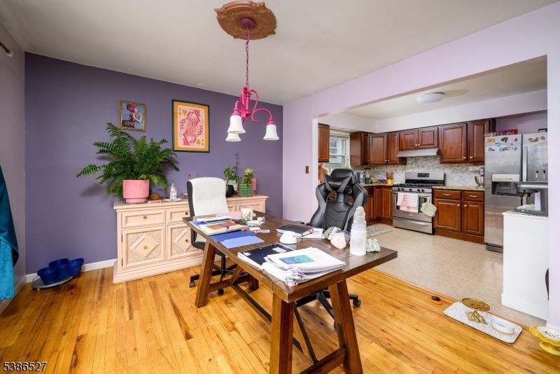 Home Office, Interior, Kitchen, Pendant Lights, Wood Texture Flooring