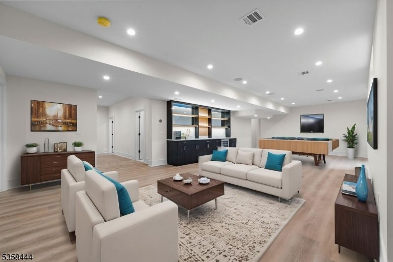 Interior, Living room, Recessed Lighting, Wood Texture Flooring