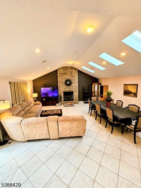 Dining room, Fireplace, Interior, Living room, Recessed Lighting