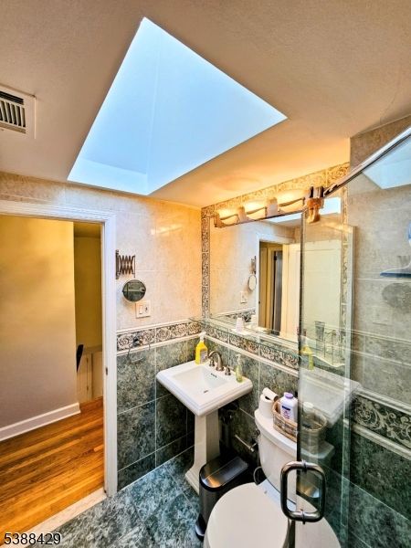 Bathroom, Glass Shower, Interior, Wood Texture Flooring