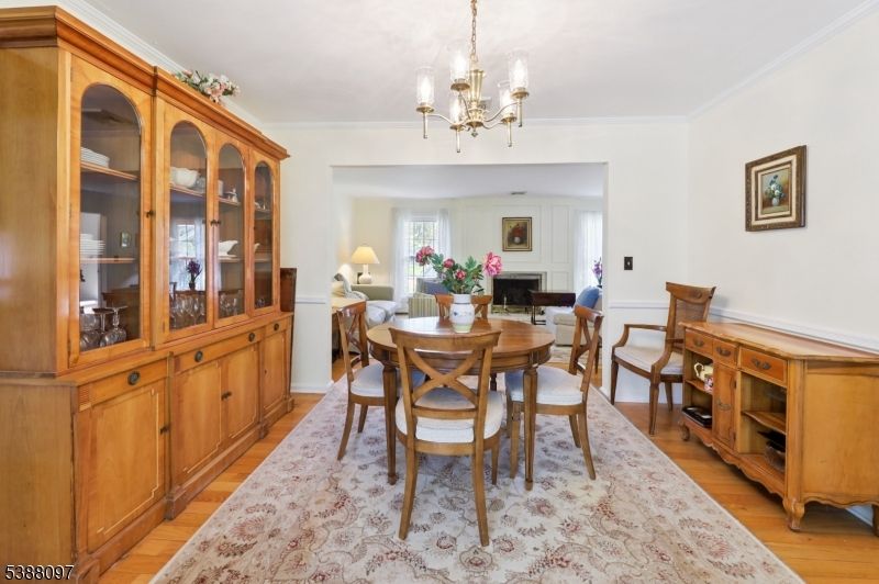Chandelier, Dining room, Interior, Wood Texture Flooring
