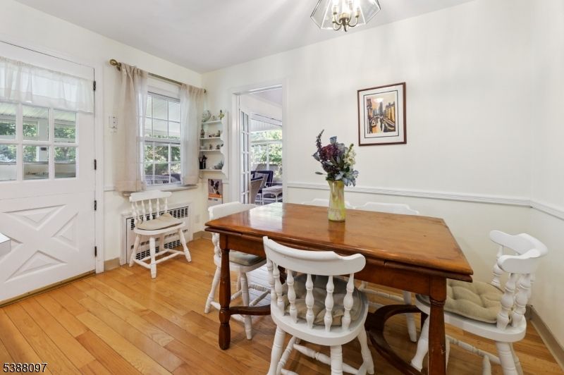 Chandelier, Dining room, Interior, Wood Texture Flooring
