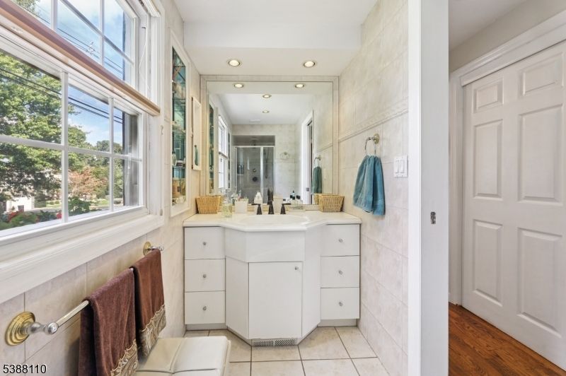 Bathroom, Interior, Recessed Lighting, Wood Texture Flooring