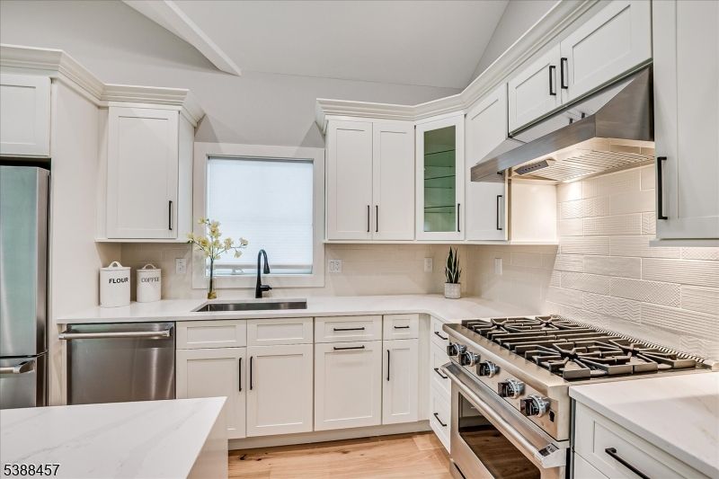 Interior, Kitchen, Stainless Steel Appliances, Wood Texture Flooring