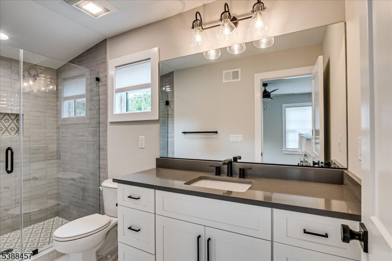 Bathroom, Glass Shower, Interior, Recessed Lighting