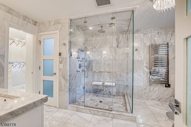 Bathroom, Glass Shower, Interior, Marble, Marble Walls