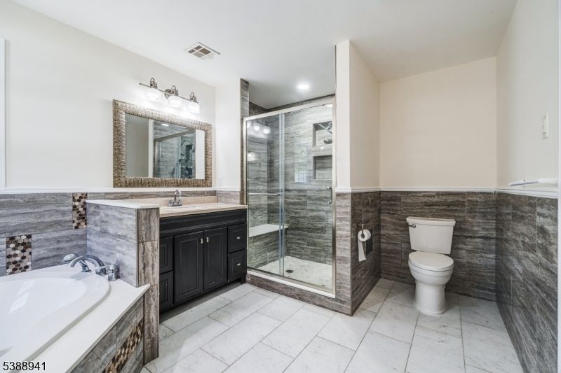 Bathroom, Dual Sink Vanities, Glass Shower, Interior, Recessed Lighting