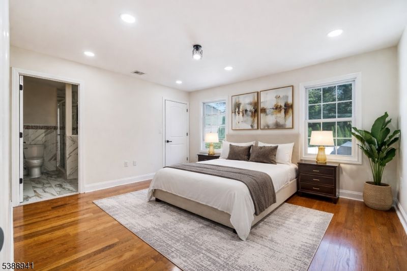 Bedroom, Interior, Marble, Recessed Lighting, Wood Texture Flooring