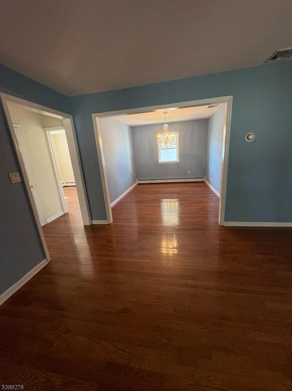 Chandelier, Empty room, Interior, Wood Texture Flooring