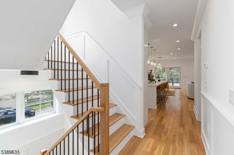 Dining room, Interior, Pendant Lights, Recessed Lighting, Wood Texture Flooring