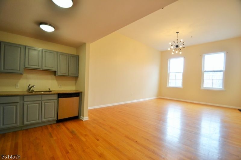 Empty room, Interior, Kitchen, Pendant Lights, Wood Texture Flooring