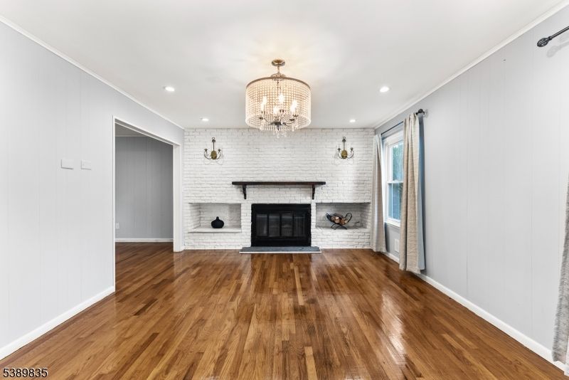 Fireplace, Interior, Recessed Lighting, Stone Walls, Wood Texture Flooring