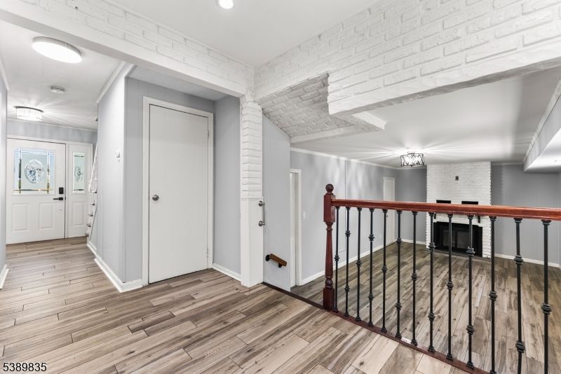 Interior, Recessed Lighting, Stone Walls, Wood Texture Flooring