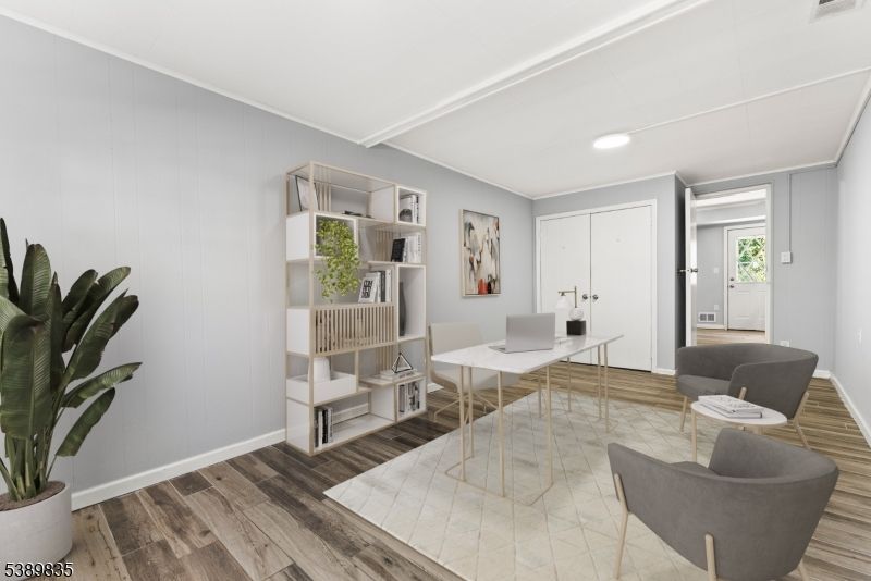 Home Office, Interior, Recessed Lighting, Wood Texture Flooring