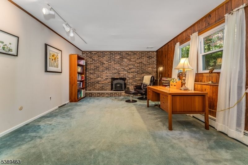 Fireplace, Home Office, Interior, Stone Walls