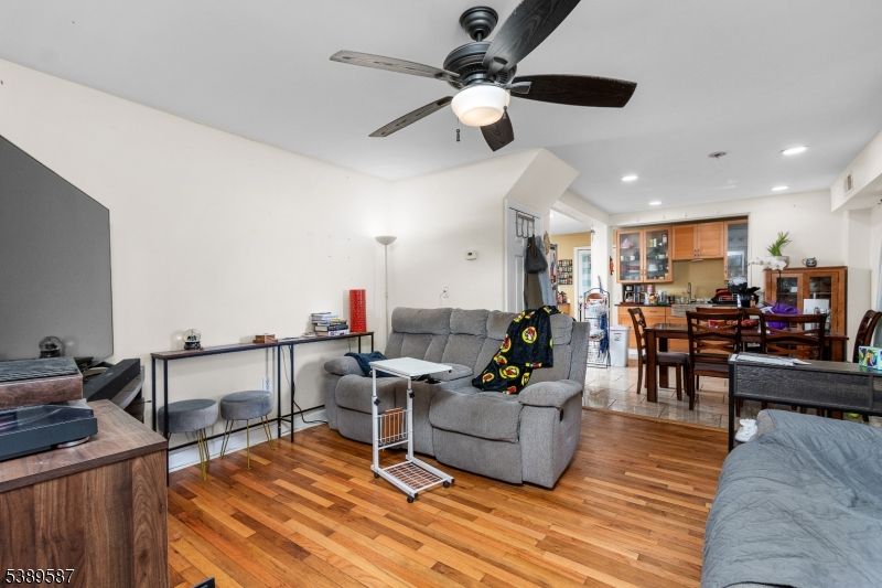 Dining room, Interior, Living room, Recessed Lighting, Wood Texture Flooring