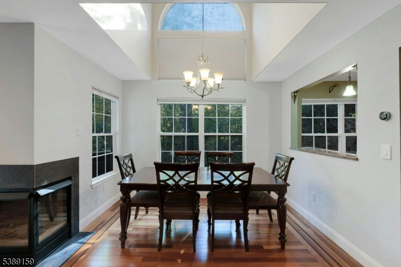 Chandelier, Dining room, Interior, Wood Texture Flooring