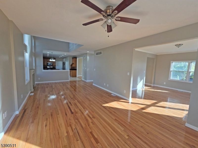 Empty room, Interior, Kitchen, Recessed Lighting, Wood Texture Flooring