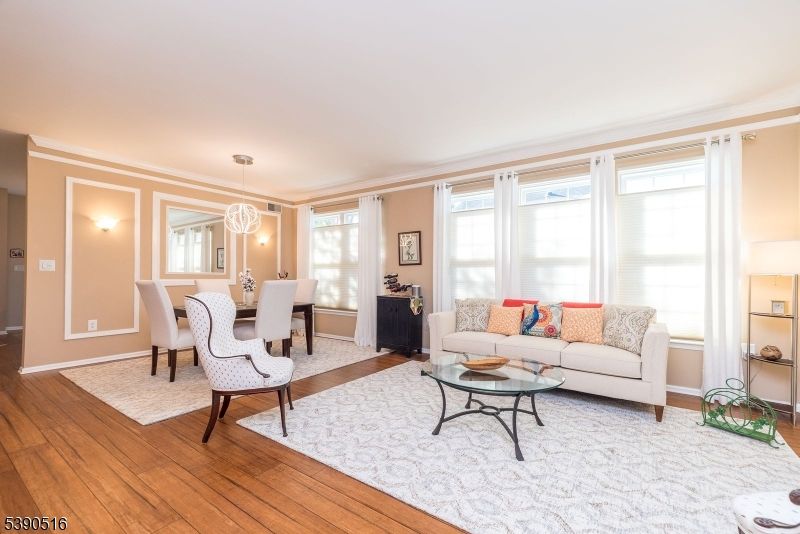 Dining room, Interior, Living room, Pendant Lights, Wood Texture Flooring