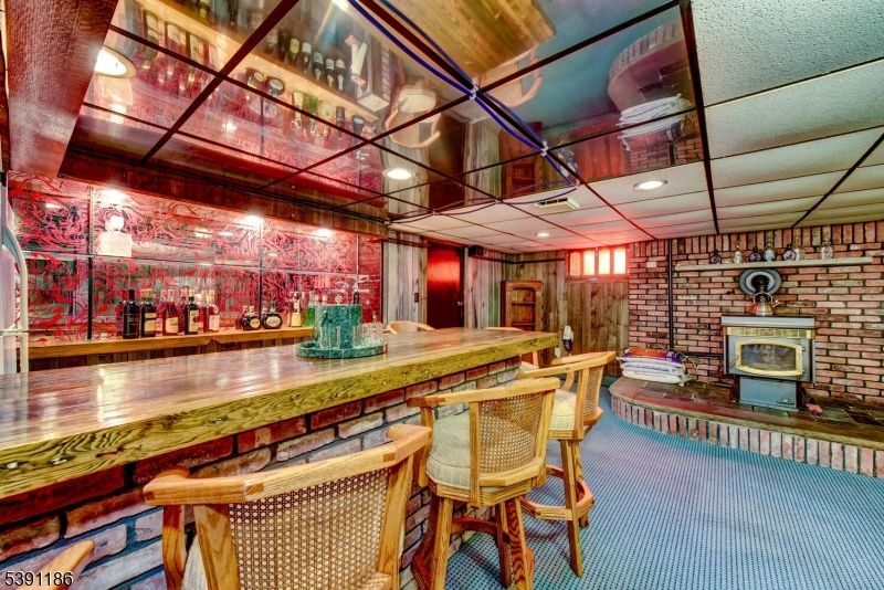 Fireplace, Interior, Recessed Lighting, Stone Walls