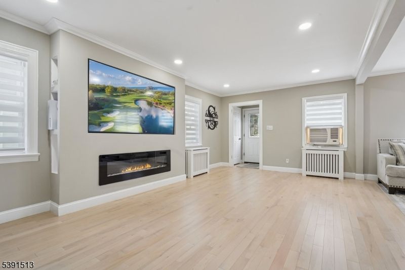 Fireplace, Interior, Recessed Lighting, Wood Texture Flooring