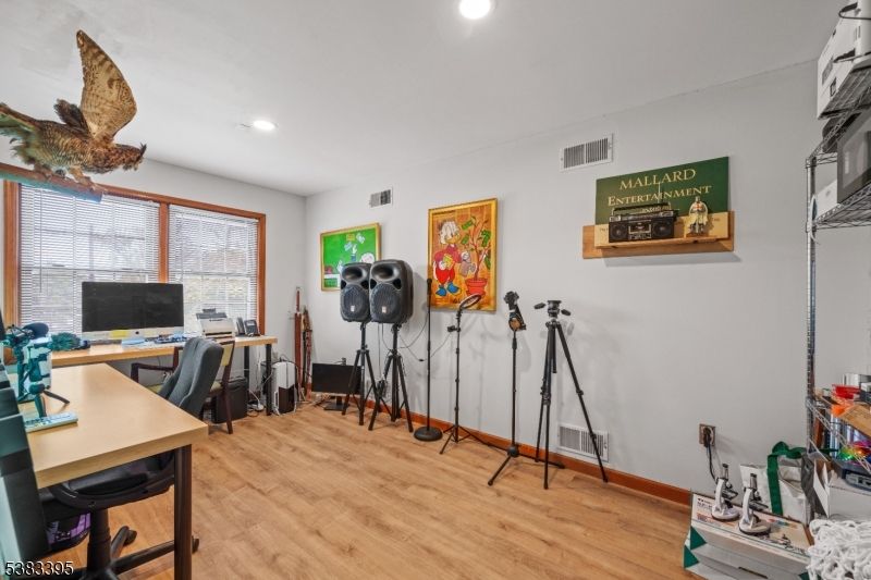 Fitness Equipment, Home Office, Interior, Recessed Lighting, Wood Texture Flooring