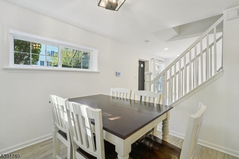 Dining room, Interior, Recessed Lighting, Wood Texture Flooring
