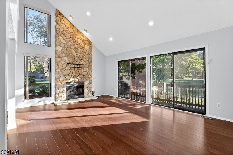 Fireplace, Interior, Recessed Lighting, Wood Texture Flooring