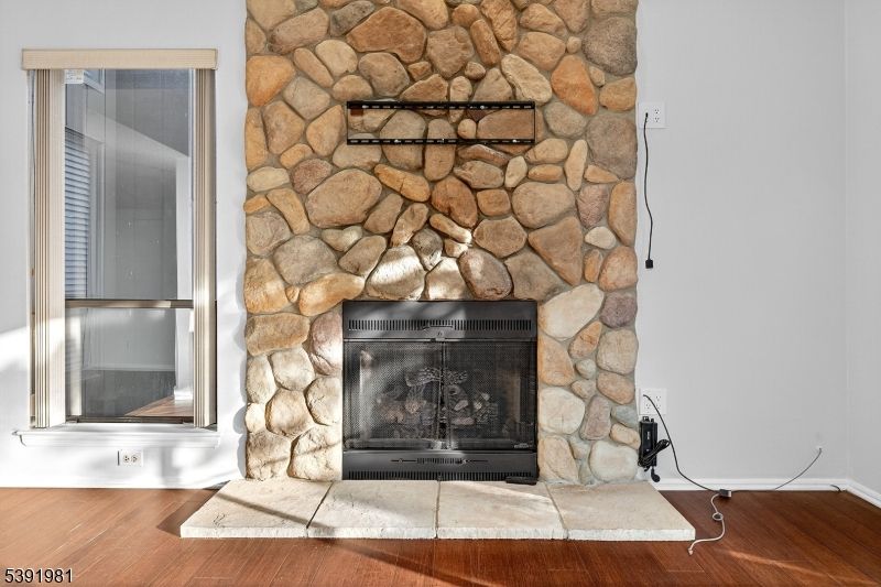 Fireplace, Interior, Stone Walls, Wood Texture Flooring
