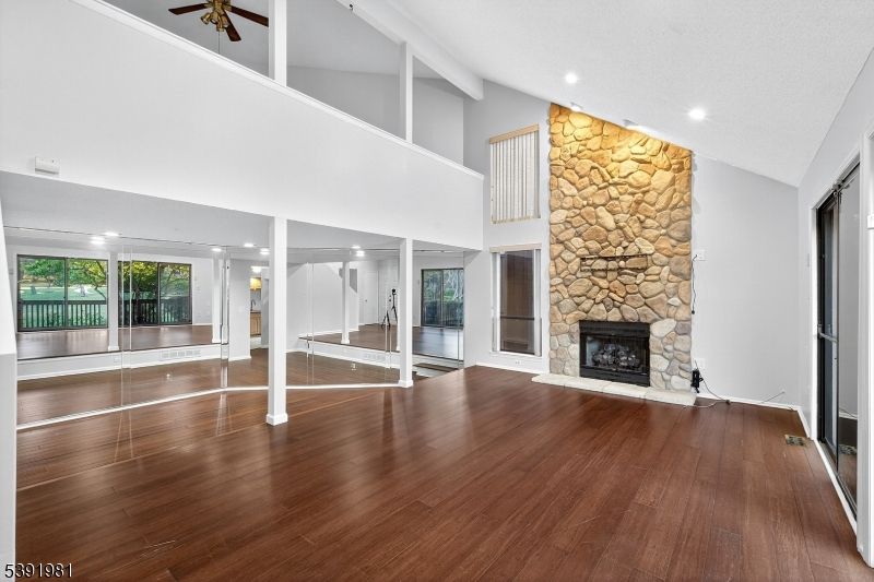 Fireplace, Interior, Recessed Lighting, Wood Texture Flooring